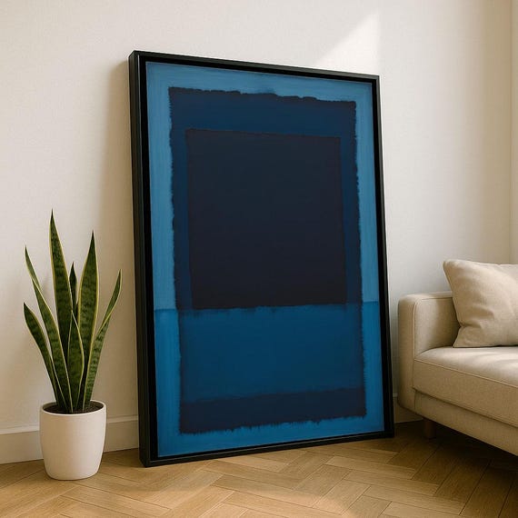 Bold Blue Rothko Style Color Field Canvas Wall Art Print Modern Living Room Decor Statement Piece