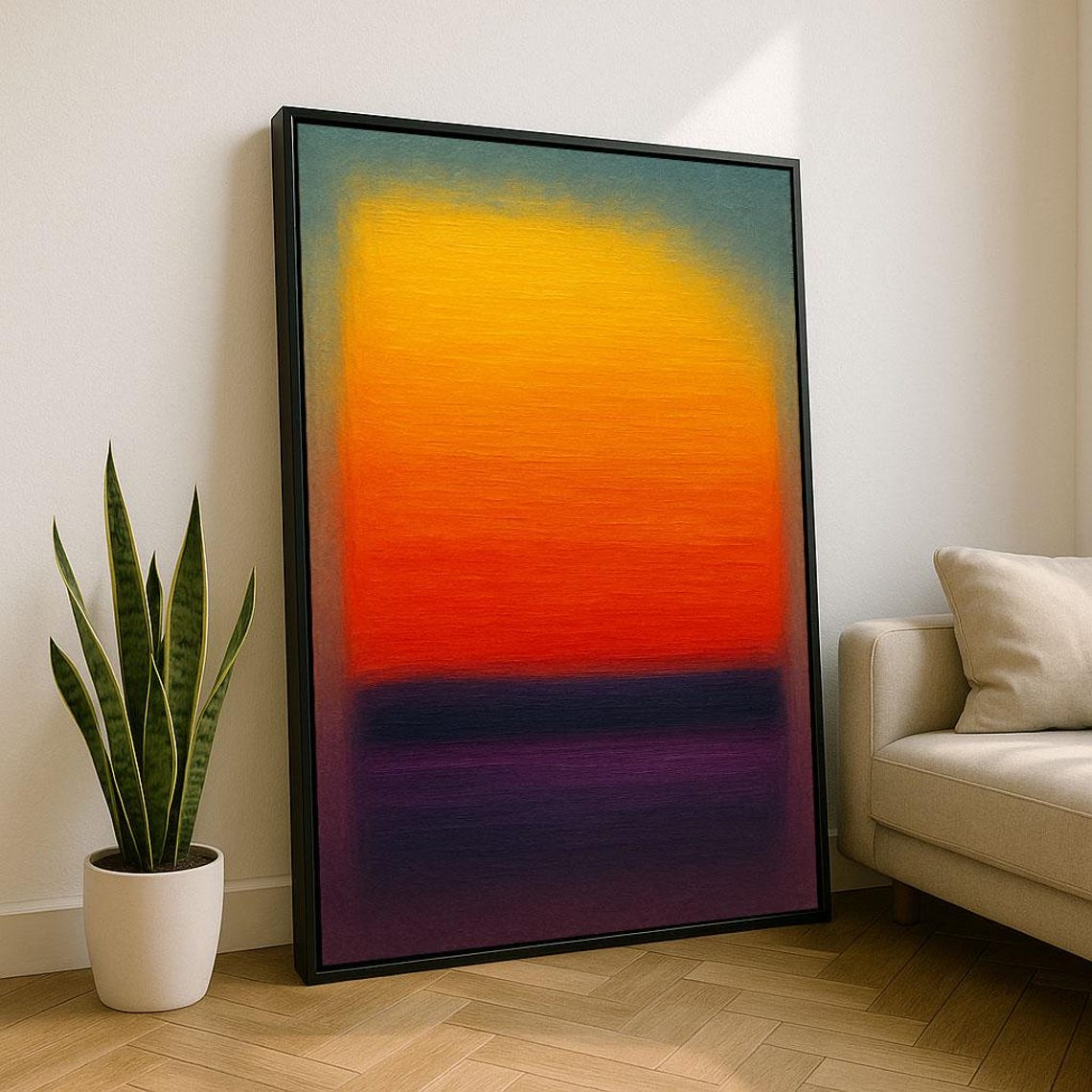 Vibrant Orange Sunset Gradient Rothko Style Abstract Color Poster