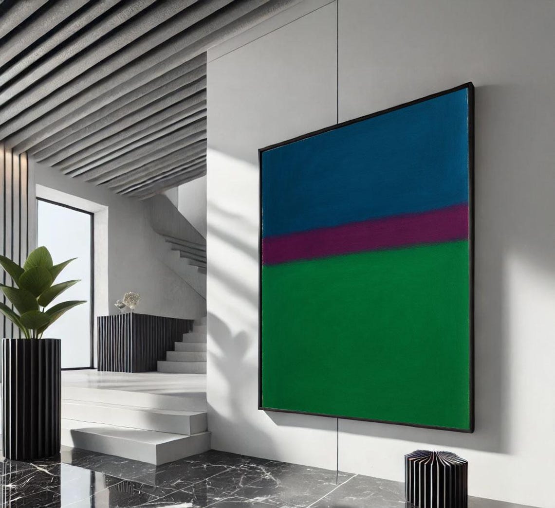 Bold Rothko Style Color Field Teal Magenta Emerald Green Poster