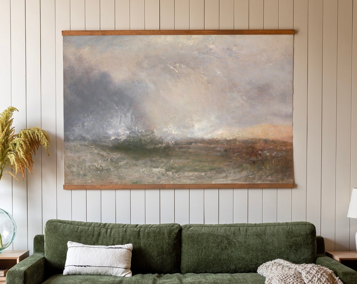 Misty Gray Morning Abstract Landscape Soft Watercolor Poster