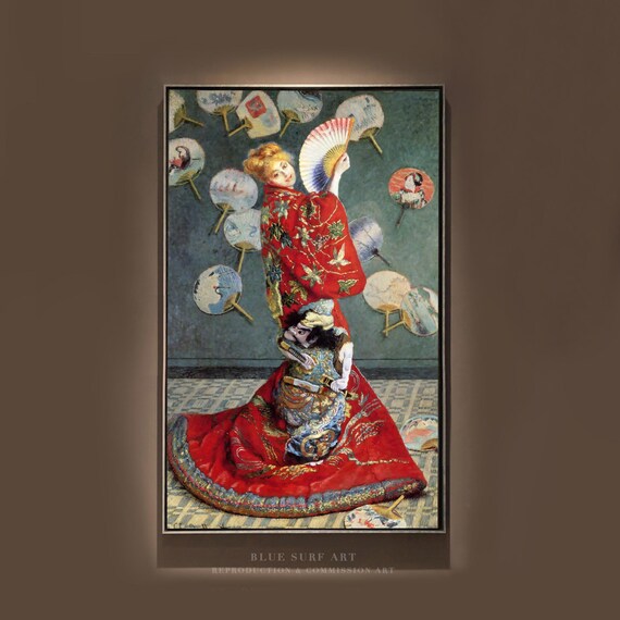 Claude Monets Hand Painted Masterpiece Reproduction Of The Camille Monet In Japanese Costume Customizable Sizes Print Also Available
