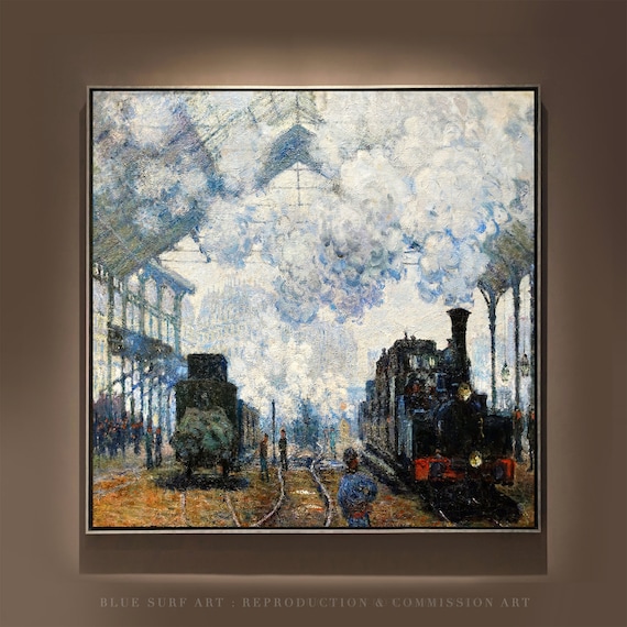 Claude Monets Arrival Of The Normandy Train 1877 Reproduction Hand Painted Oil On Wall Art Gift Monet Art Gift Original Wall Art