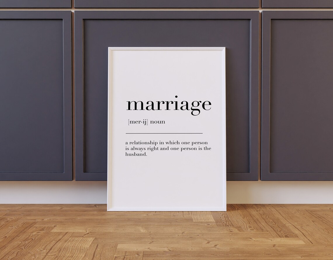 Marriage Marriage Print Marriage Poster Marriage Definition Marriage Wall Art Poster Marriage Gifts Quote Print - Image 2