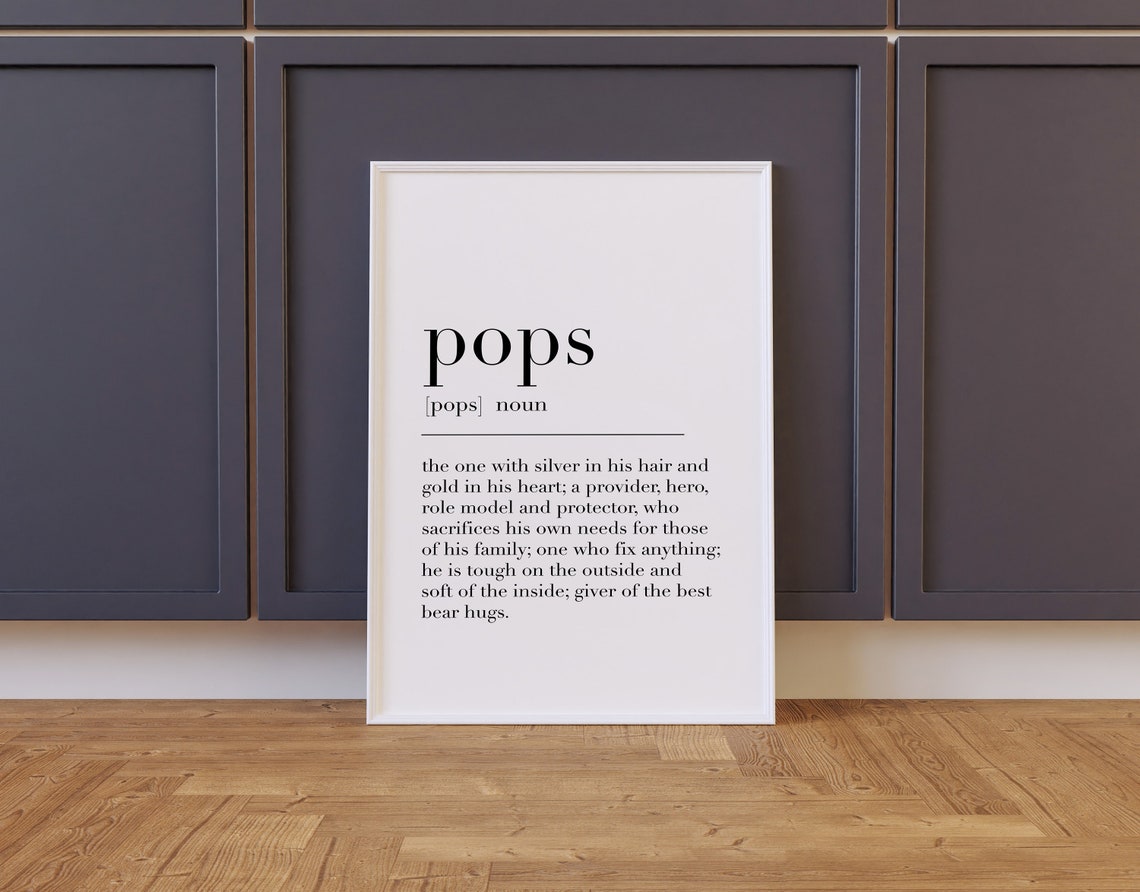 Pops Dictionary Definition Noun Gift Grandfather Meaning Poster - Image 2