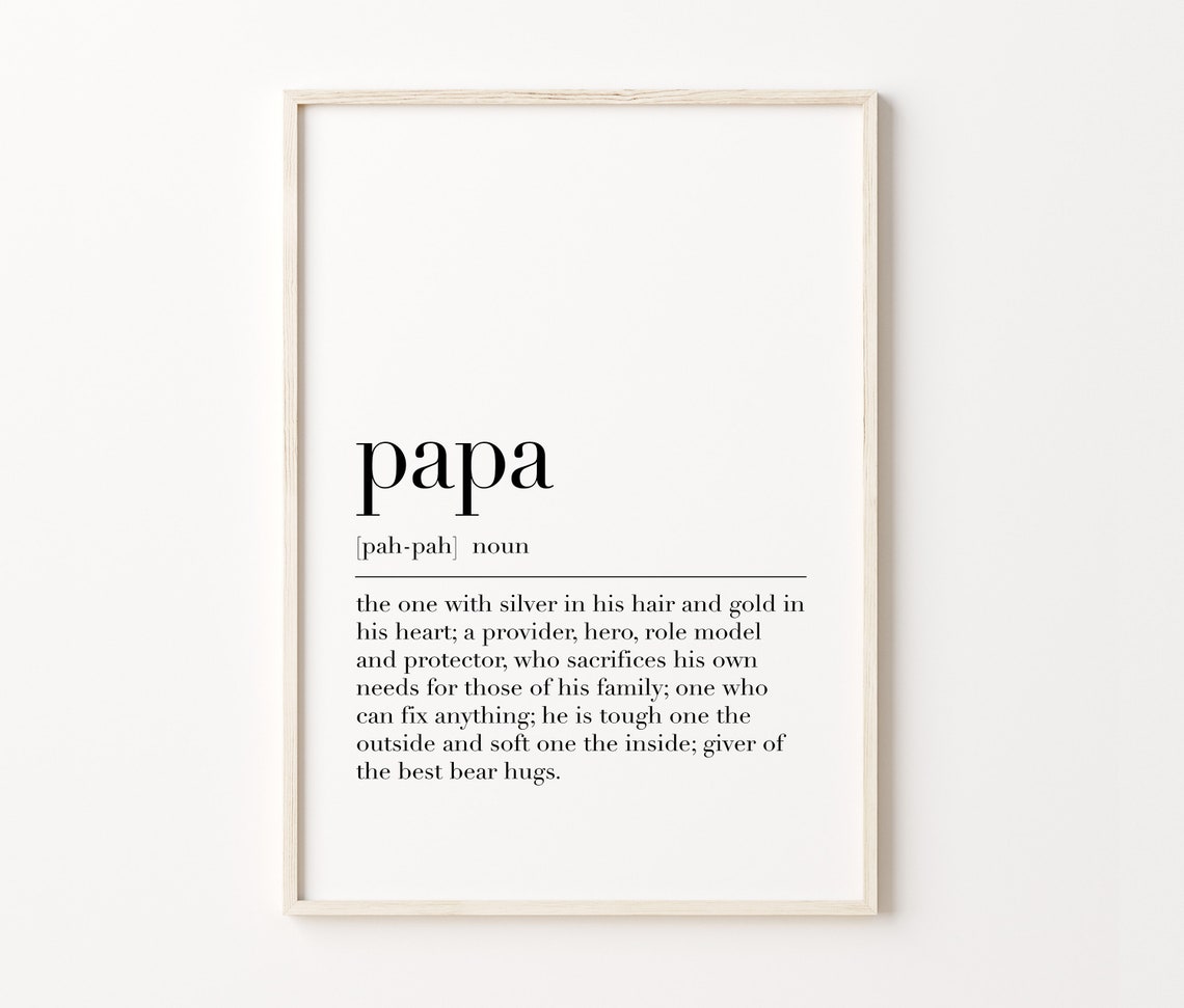 Papa Dictionary Definition Noun Dad Gift Grandfather Meaning Poster - Image 4