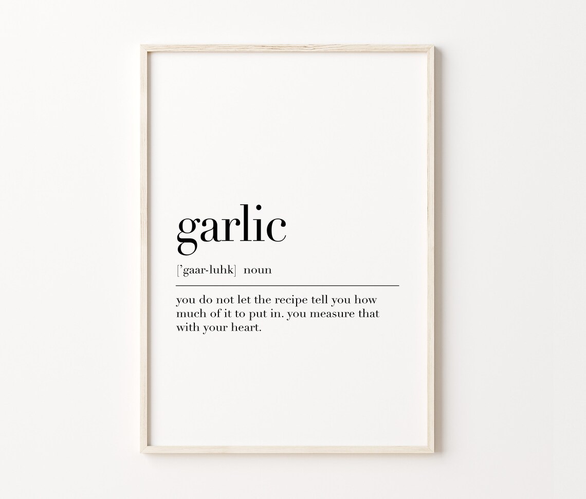 Garlic Definition Print Garlic Quote Wall Art Garlic Poster Kitchen Wall Art Funny Poster Kitchen Art Print Dictionary Poster - Image 4