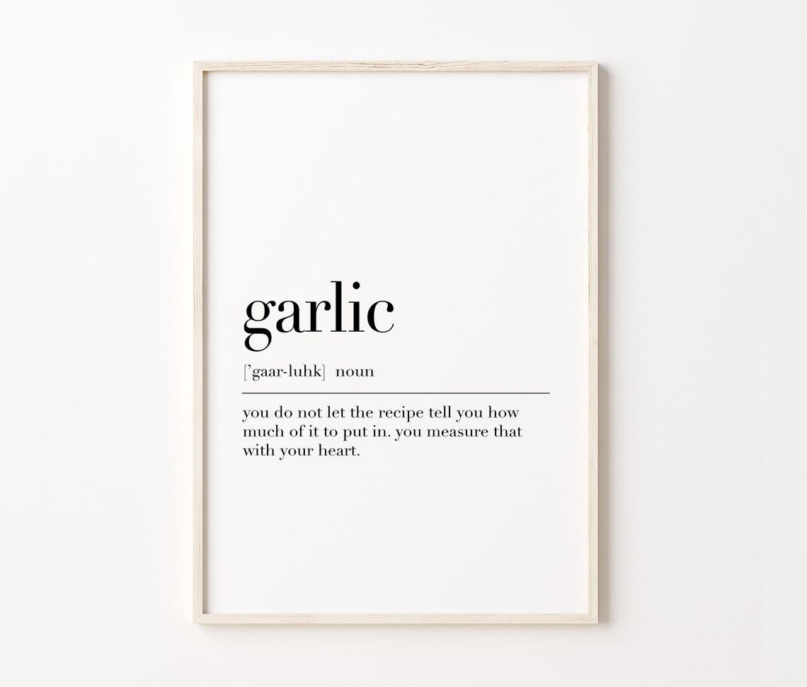 Garlic Funny Kitchen Definition Minimalist Cooking Quote Poster - Image 4