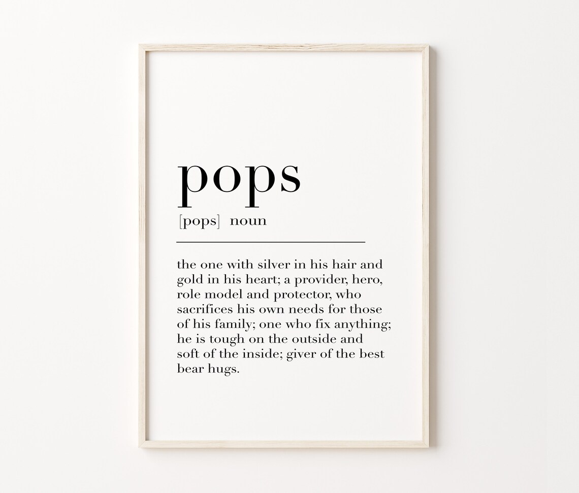 Pops Definition Print Gifts For Pops Family Gifts Gift For Grandfather Pops Poster Pops Print Fathers Day Gifts - Image 4