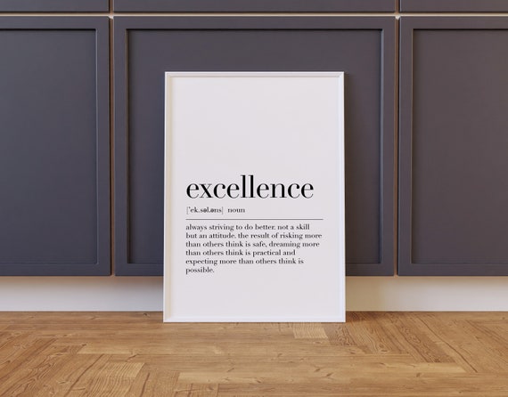 Excellence Definition Quote Poster, Office Wall Decor
