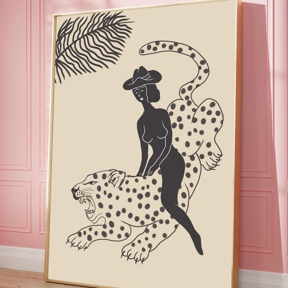Cheetah Cowgirl Wall Art Print Western Decor Pdf Jpg Png
