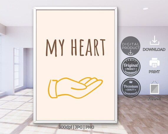 My Heart Cute Wall Decor Wall Art Retro Print Trendy Wall Art Eclectic Artwork Wall Art For Living Room Drawn Wall Art Minimalist Poster Art