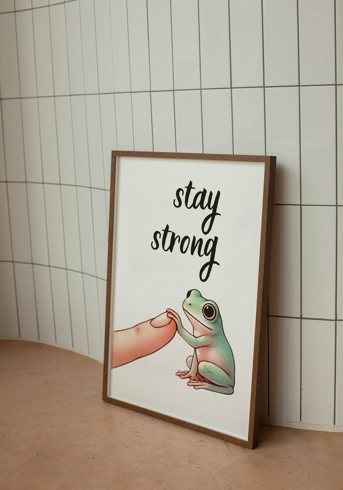 Stay Strong Sweet Frog Holding Finger Encouragement Gift Poster - Image 2