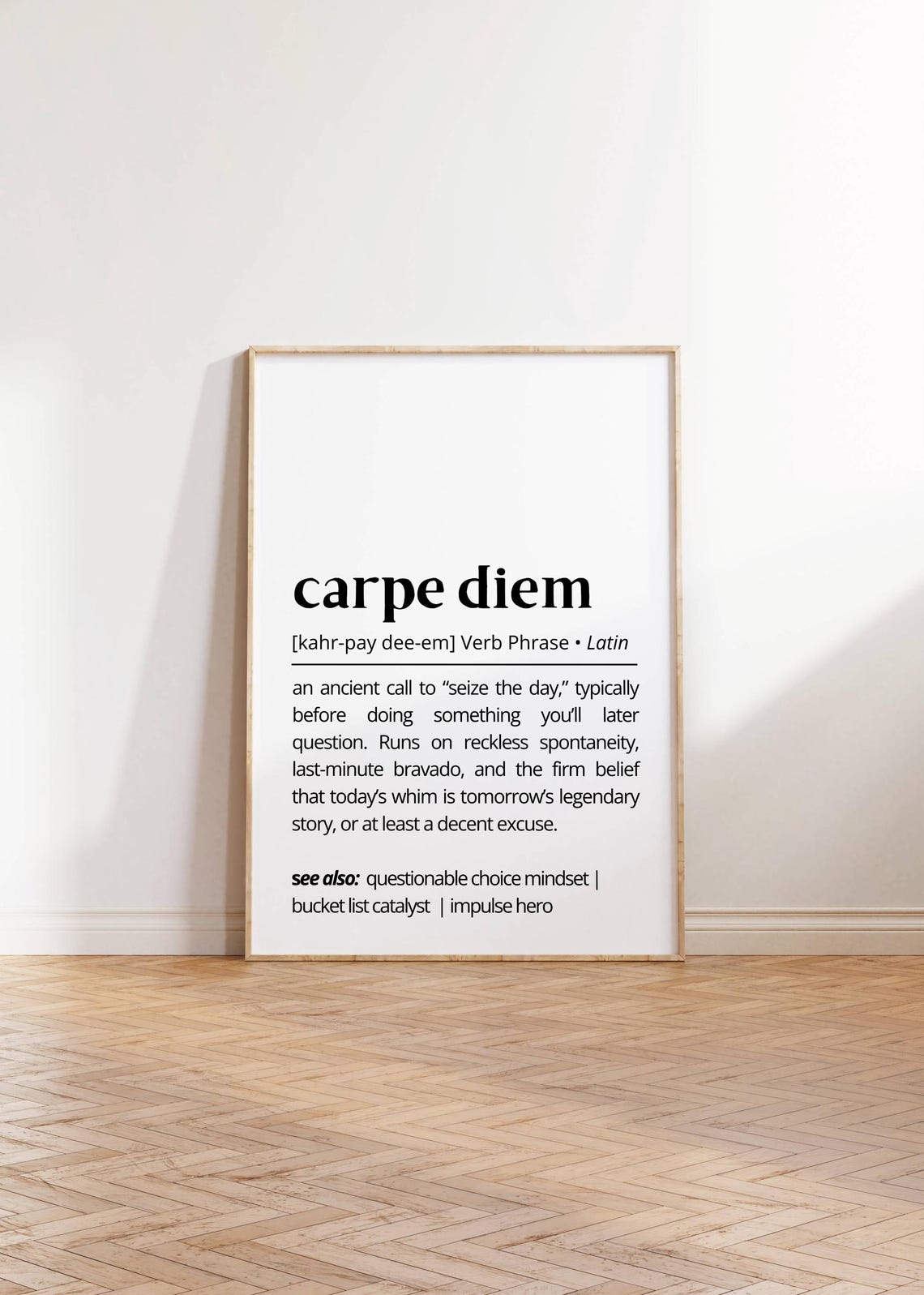 Carpe Diem Definition Seize the Day Funny Latin Phrase Dictionary Poster - Image 2