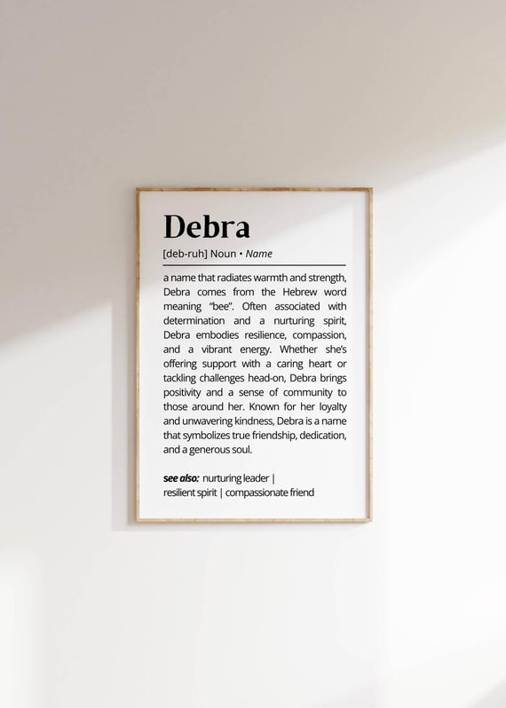Debra Name Definition Wall Art Inspiring Typography As Art For Her Personalized Gift Name Meaning Poster Minimalist Art Decor