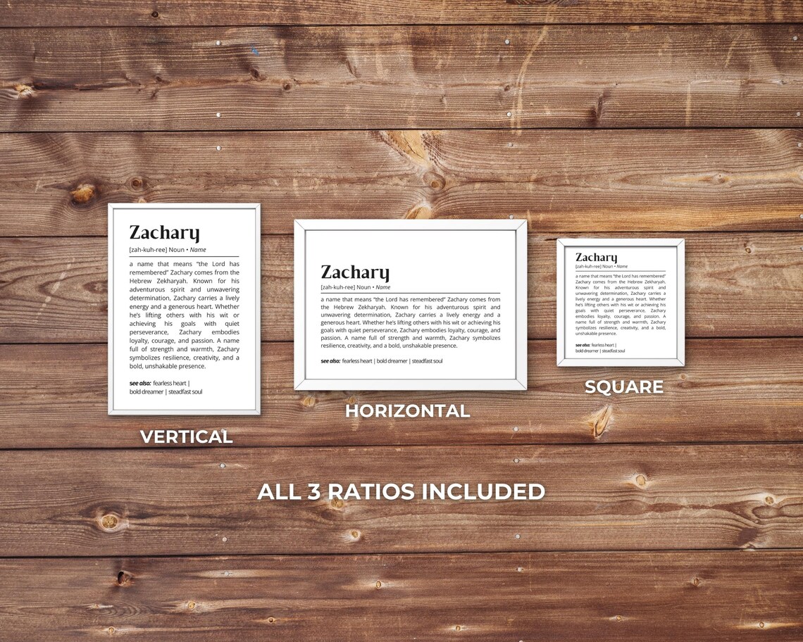 Zachary Name Definition Personalized Typography Art Print - Image 3