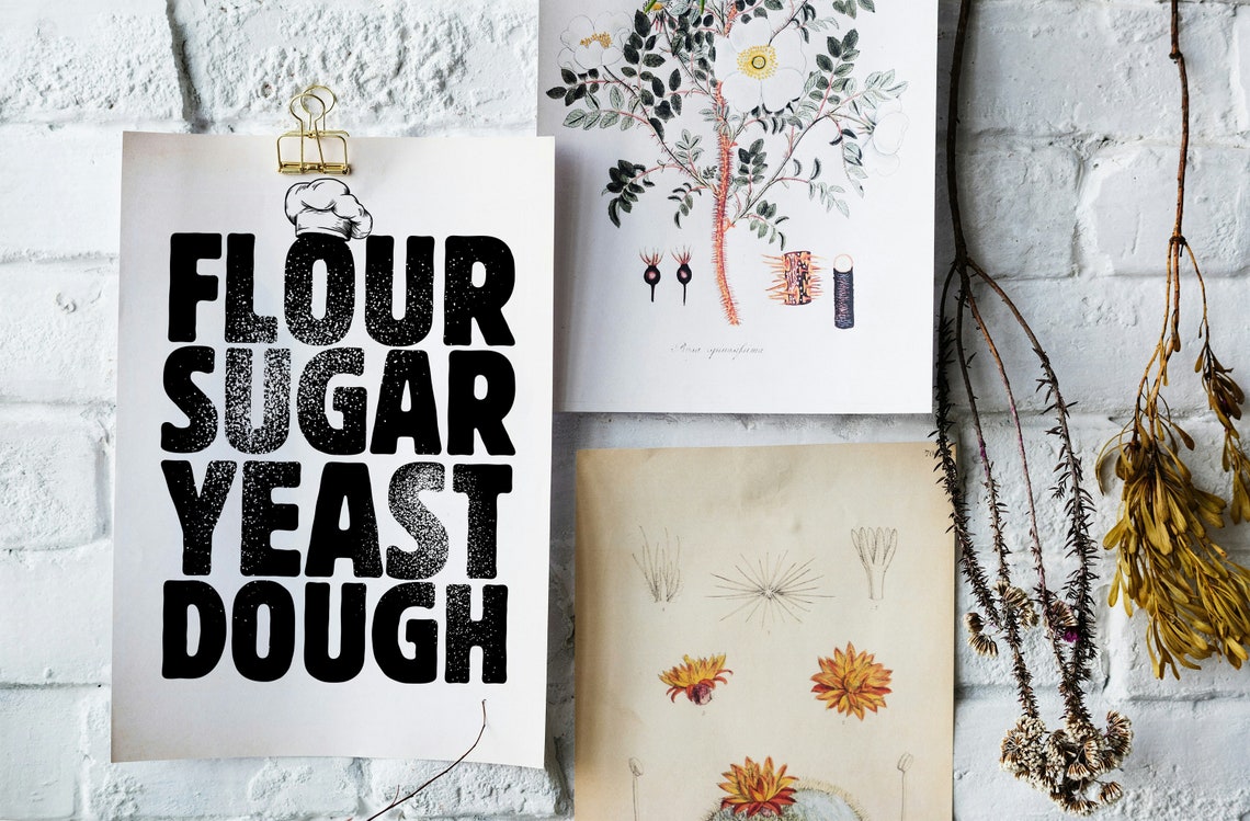Flour Sugar Yeast Dough Bakery Kitchen Vintage Typography Poster - Image 3