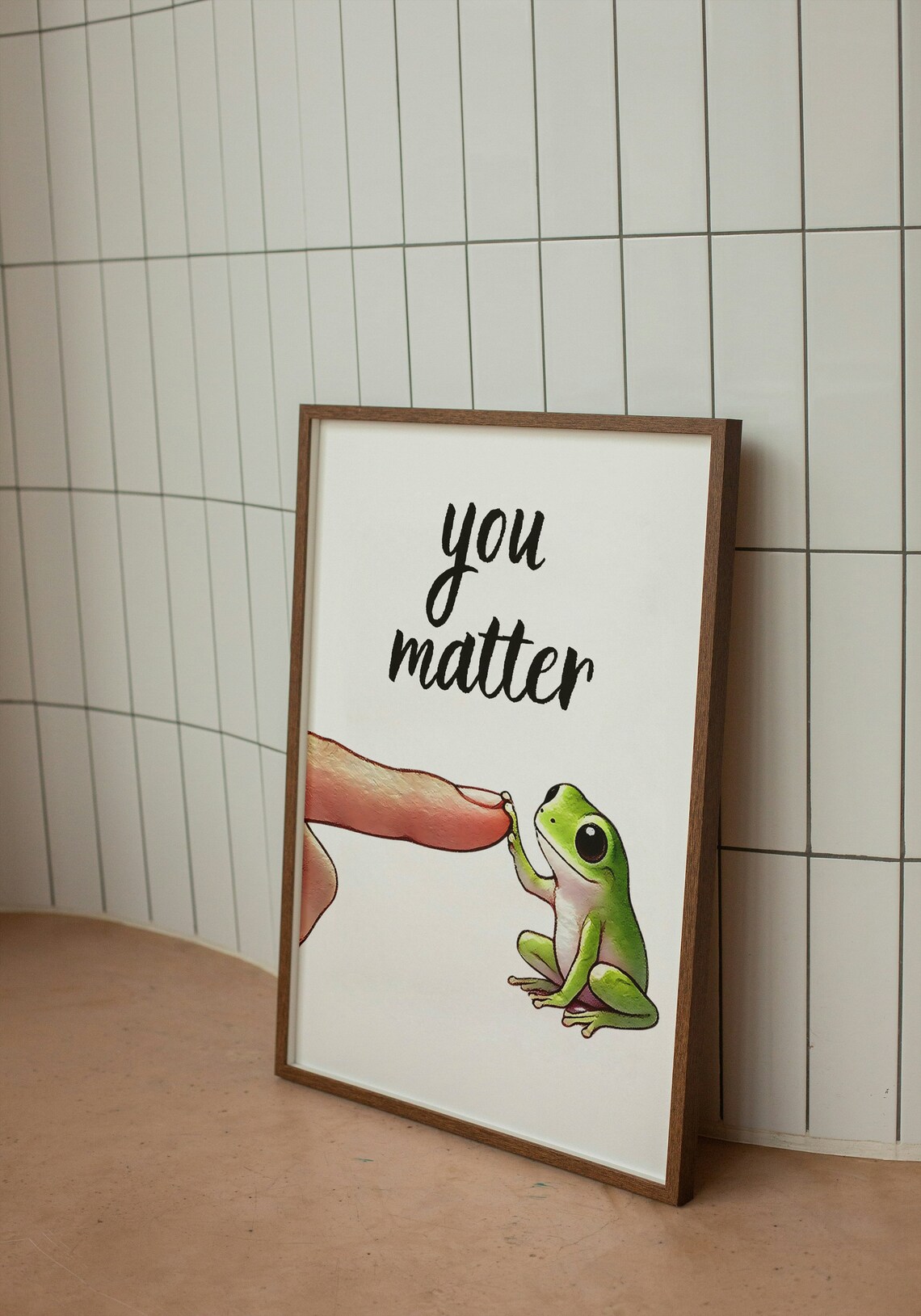 You Matter Cute Frog Finger Thumb Encouragement Quote Animal Poster - Image 2