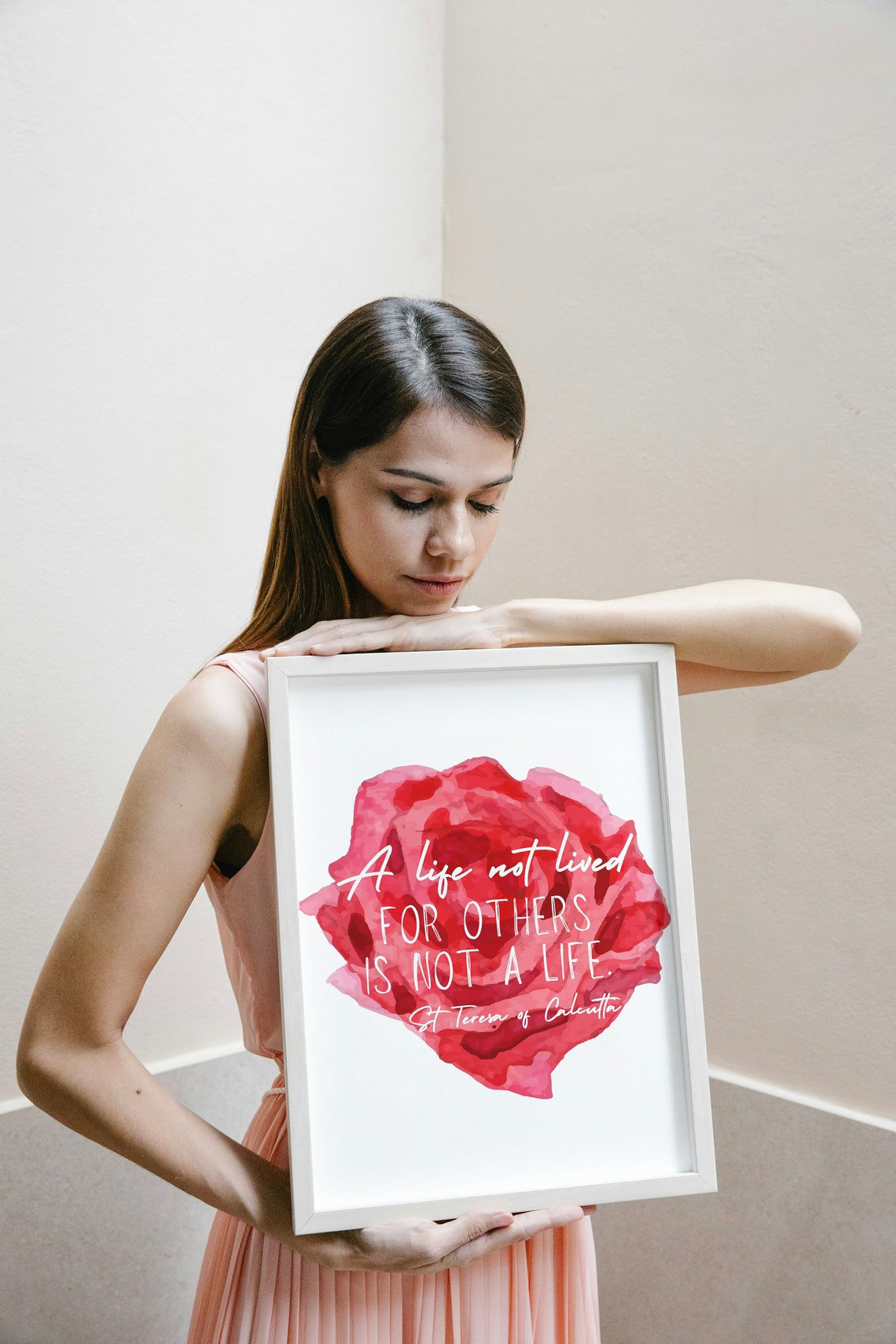 A Life Not Lived for Others Is Not a Life Saint Teresa Rose Poster - Image 2