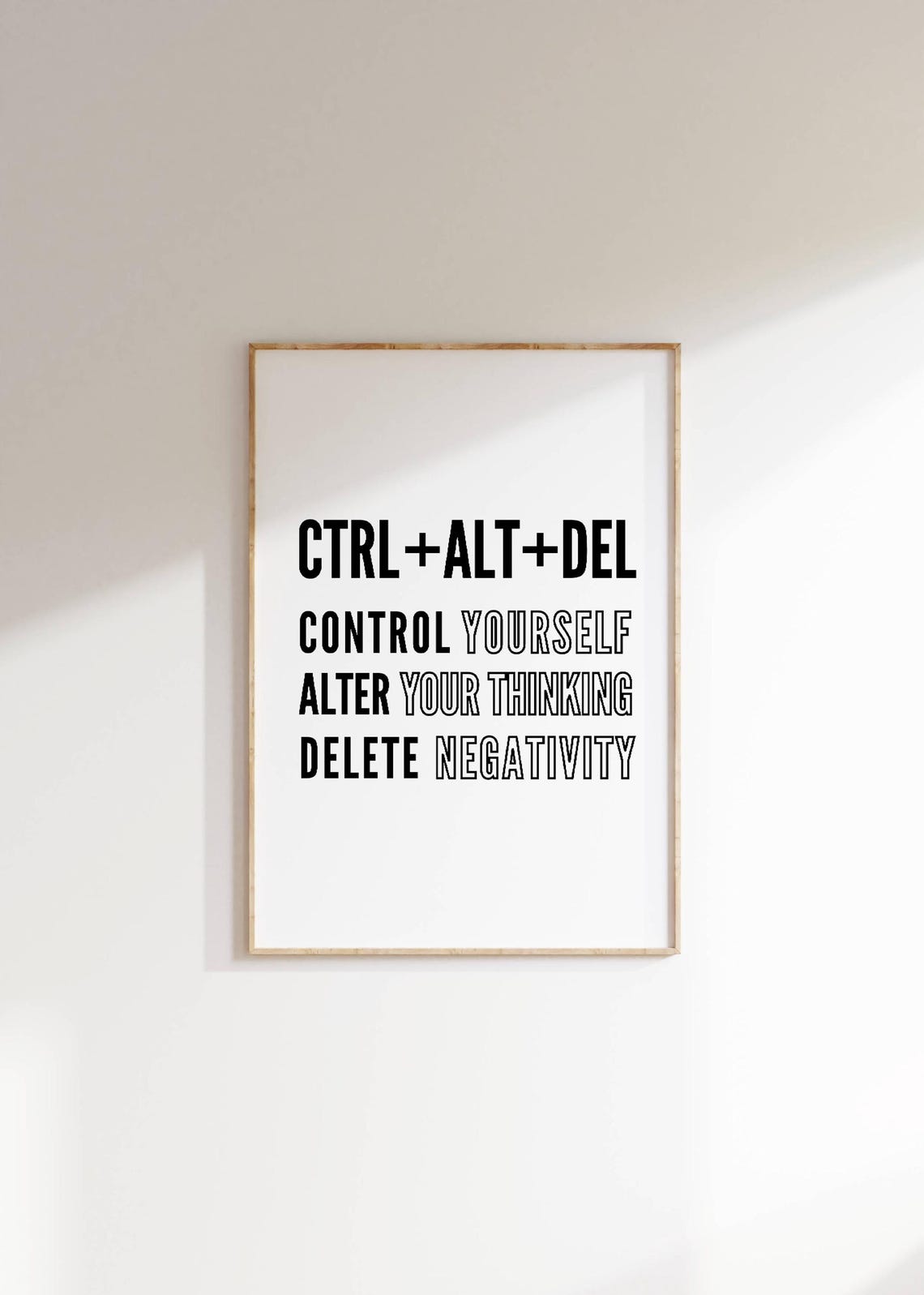 Ctrl Alt Del Control Yourself Modern Office Motivational Poster