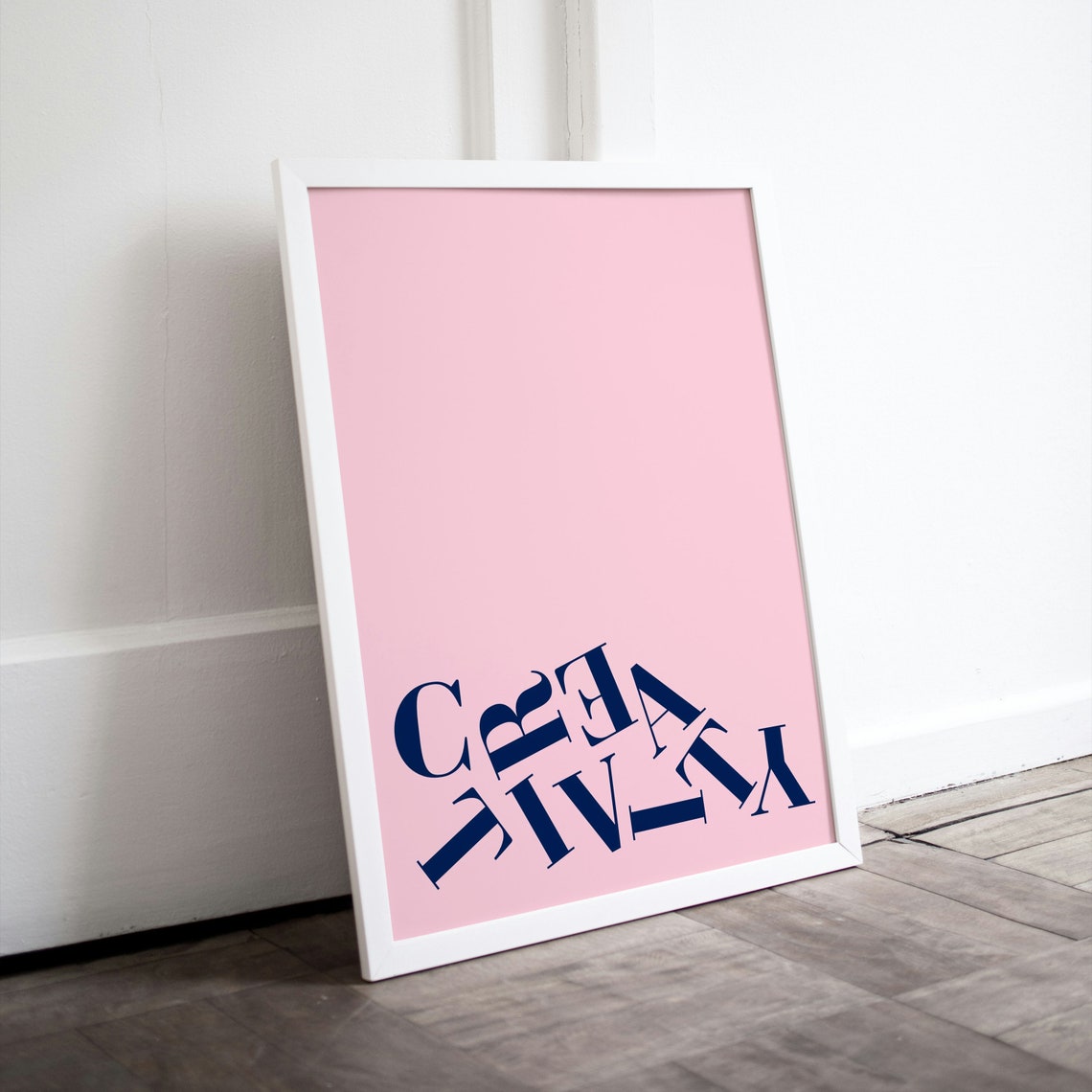 Creativity Wavy Typography Navy Pink Minimalist Motivational Word Art Poster - Image 3