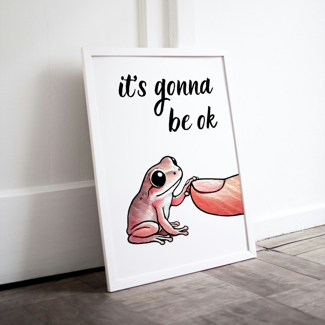Its Gonna Be Ok Cute Frog Finger Thumb Comfort Quote Animal Poster