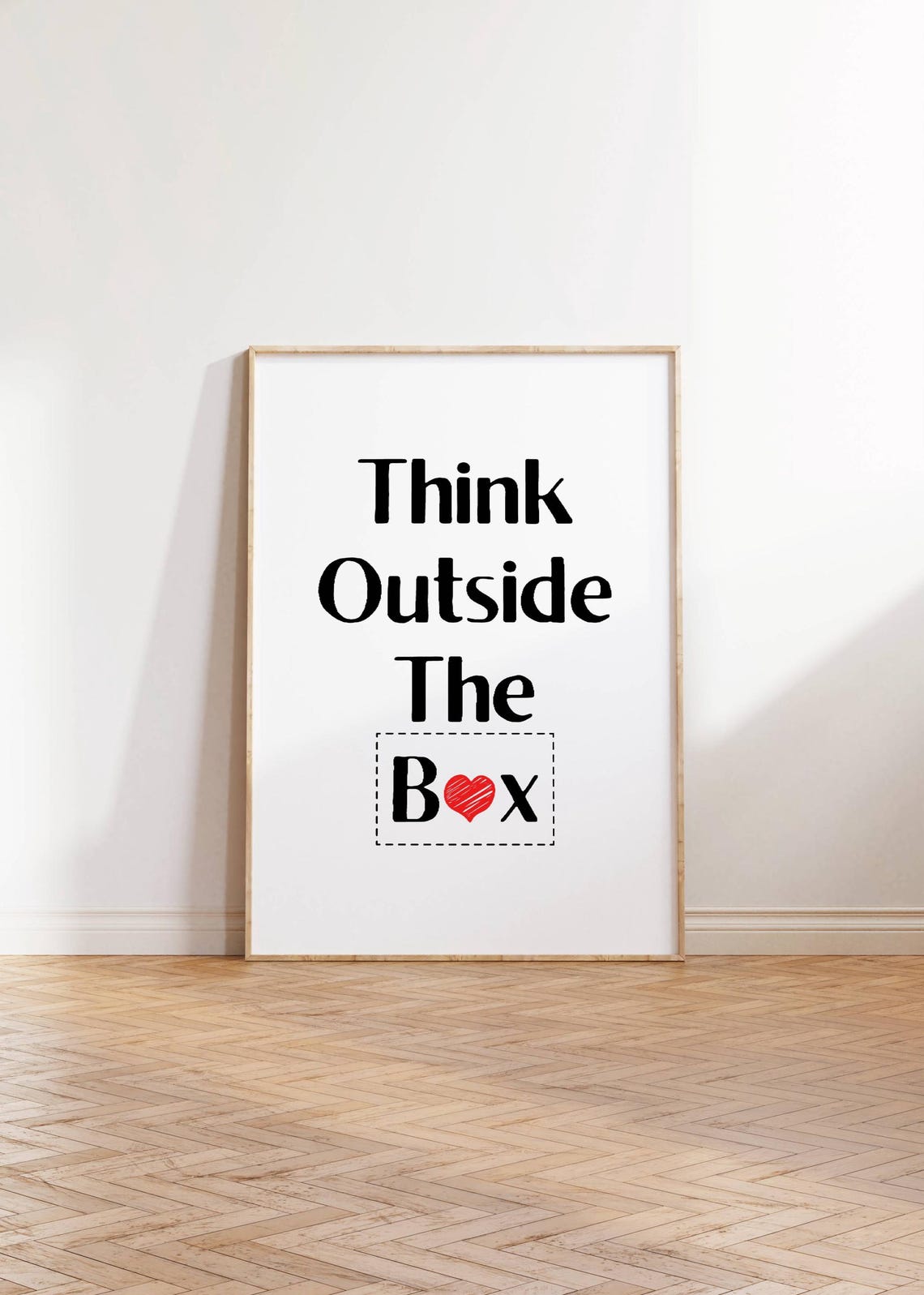Think Outside The Box Quote Red Heart Box Office Wall Poster - Image 3