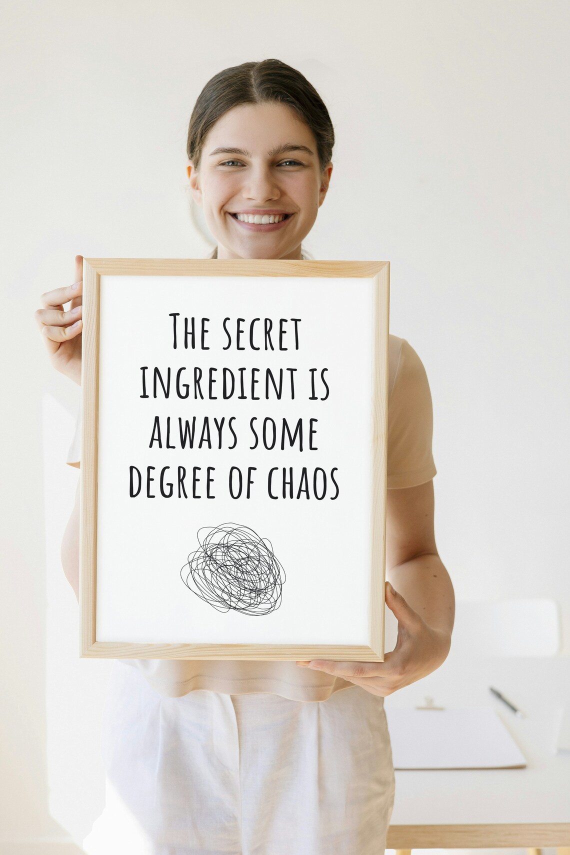 The Secret Ingredient Is Always Chaos Funny Kitchen Quote Poster - Image 2