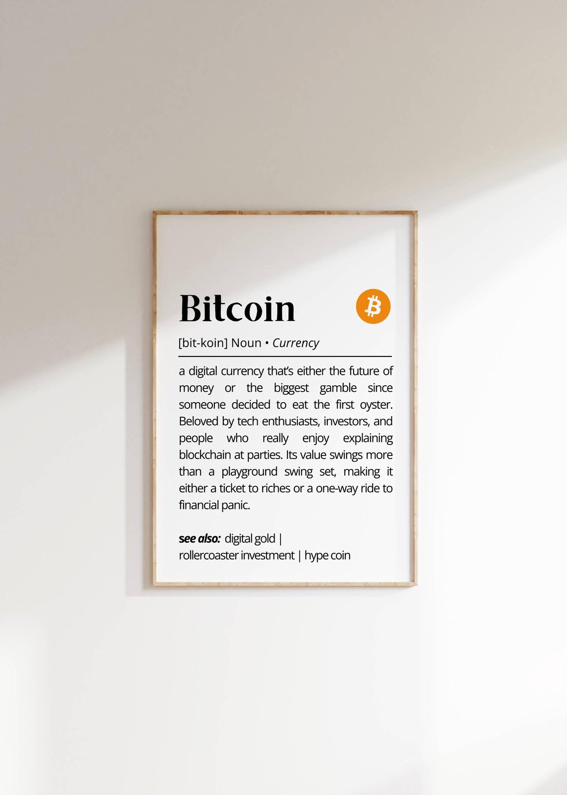 Bitcoin Definition Cryptocurrency Humor Art Print