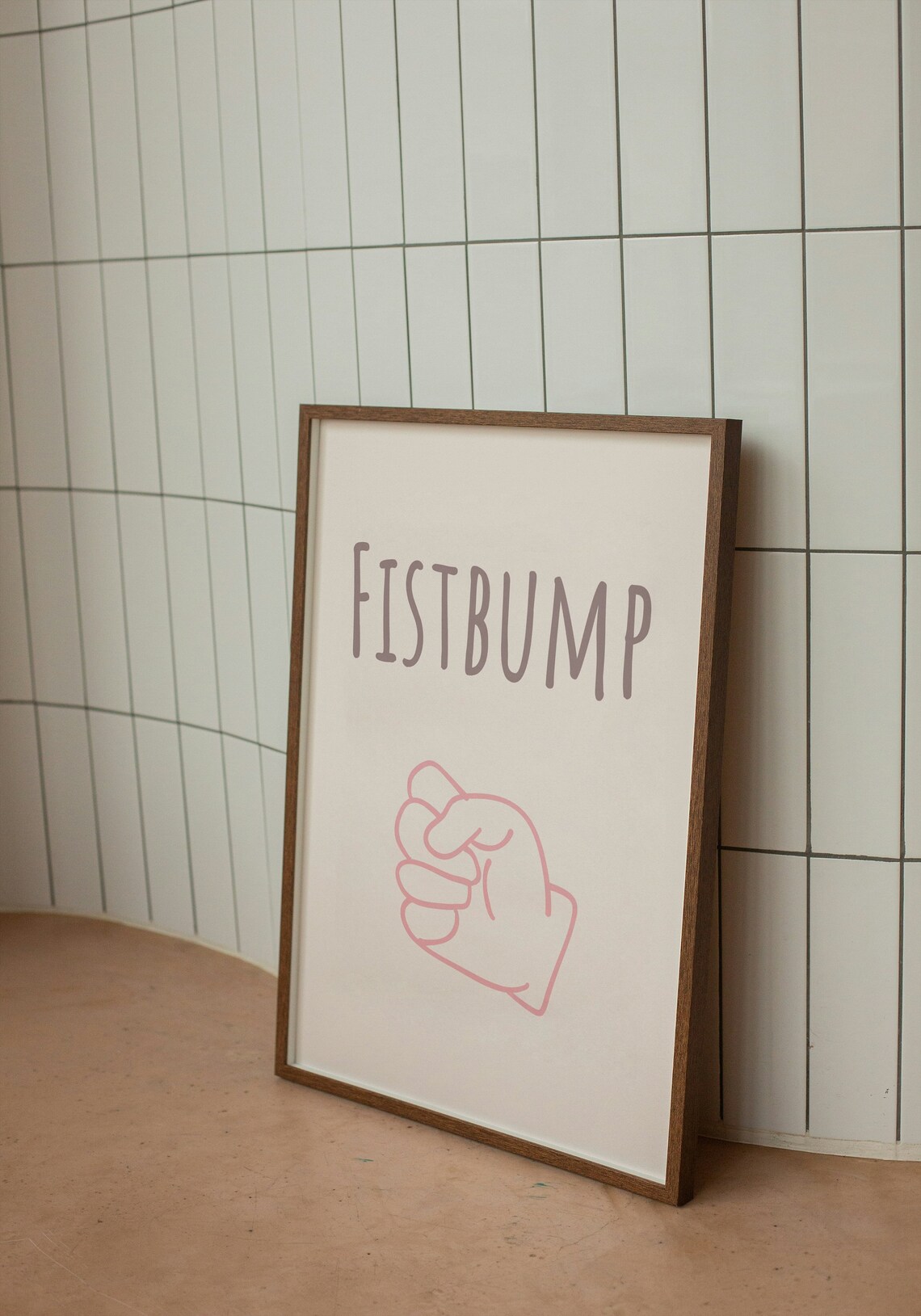 Fistbump Pink Fist Bump Line Art Blush Retro Friendship Quote Poster - Image 3