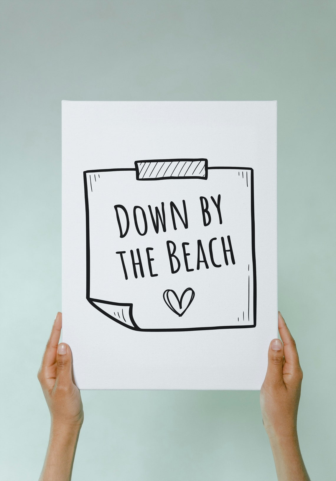 Down by the Beach Hand Lettered Heart Note Summer Wall Decor Poster - Image 2