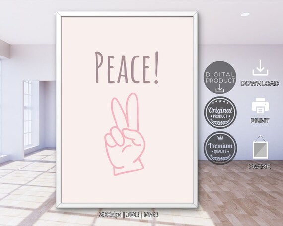 Peace Cute Wall Decor Wall Art Retro Print Trendy Wall Art Eclectic Artwork Wall Art For Living Room Drawn Wall Art Minimalist Poster Art