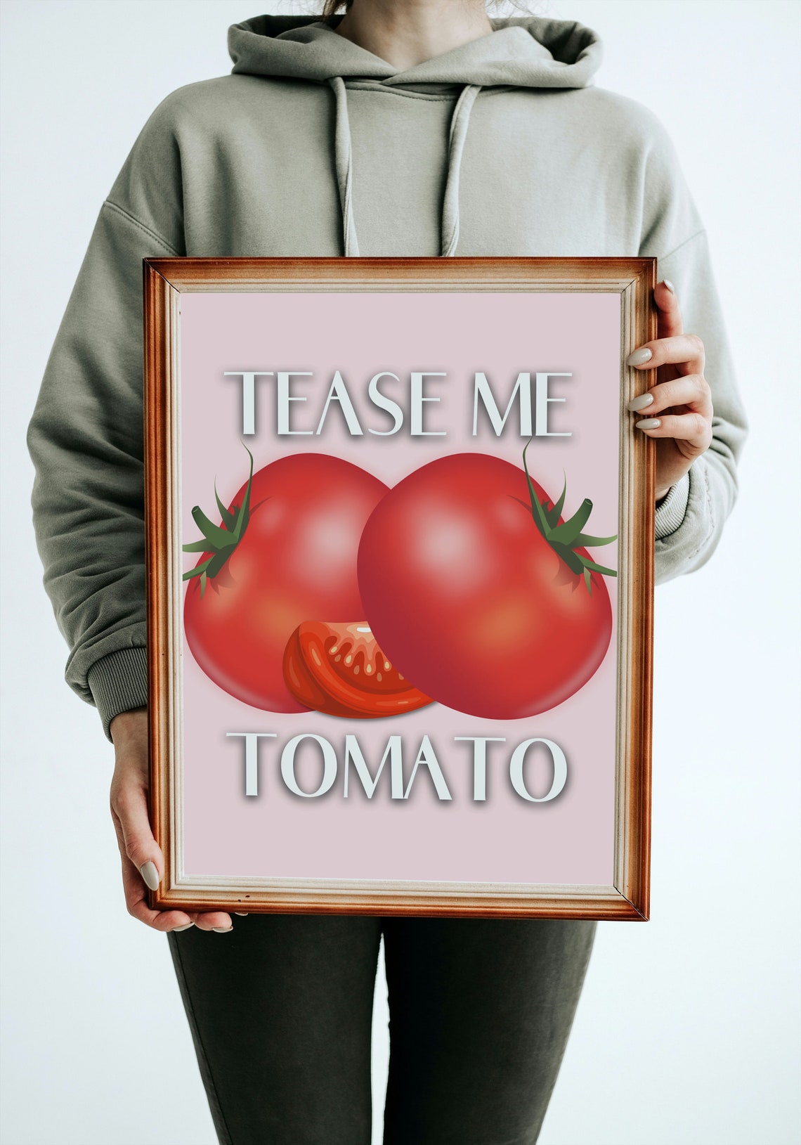 Tease Me Tomato Glossy Red Tomatoes Pink Kitchen Wall Poster - Image 2