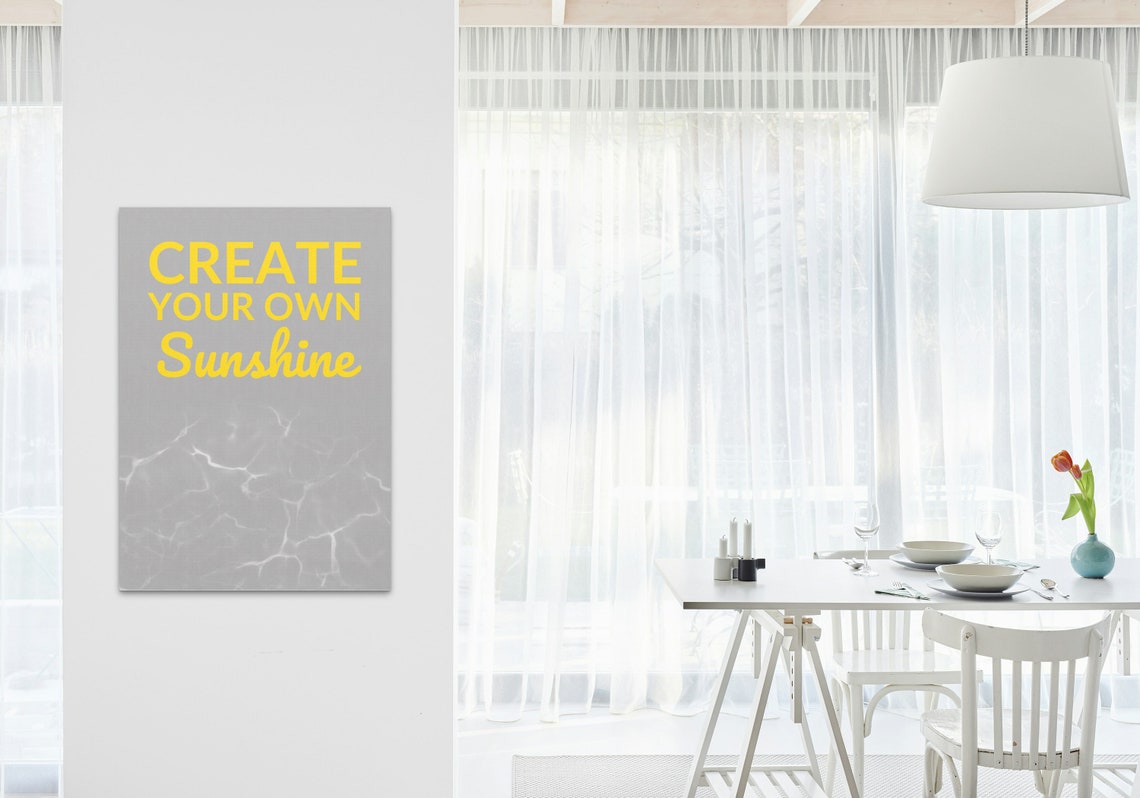 Create Your Own Sunshine Yellow Grey Positive Typography Quote Poster - Image 3