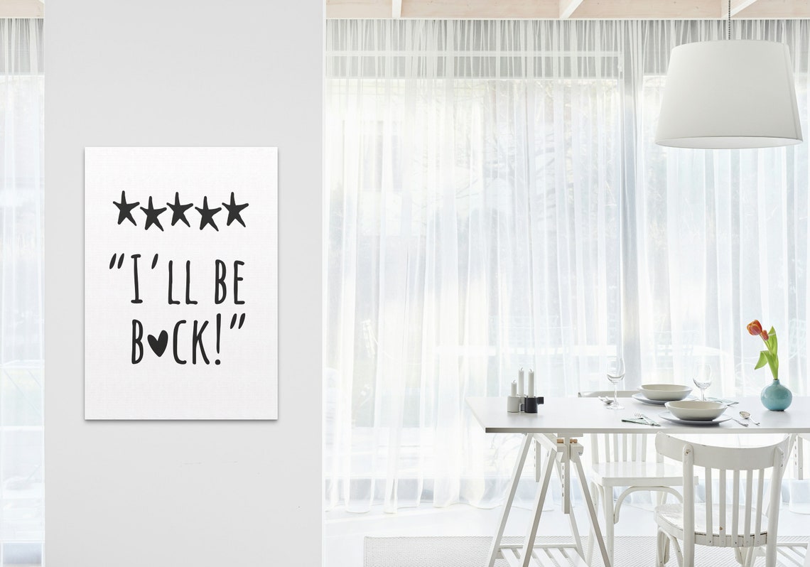 I Will Be Back Heart Quote Five Star Black White Pop Culture Poster - Image 3