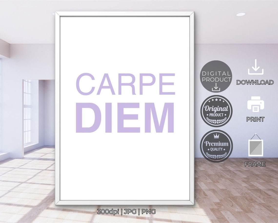 Carpe Diem Lavender Minimalist Latin Quote Typography Wall Decor Poster