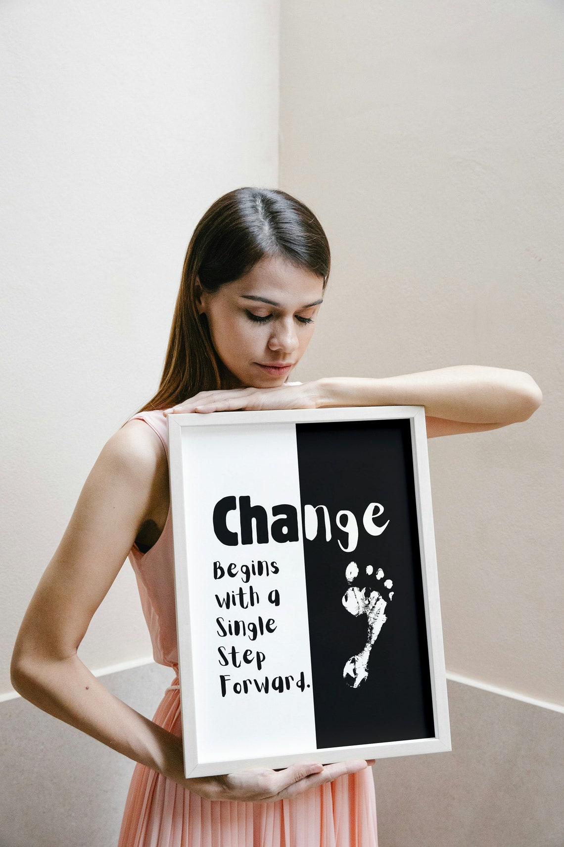 Change Begins with a Single Step Forward Footprint Quote Poster - Image 2