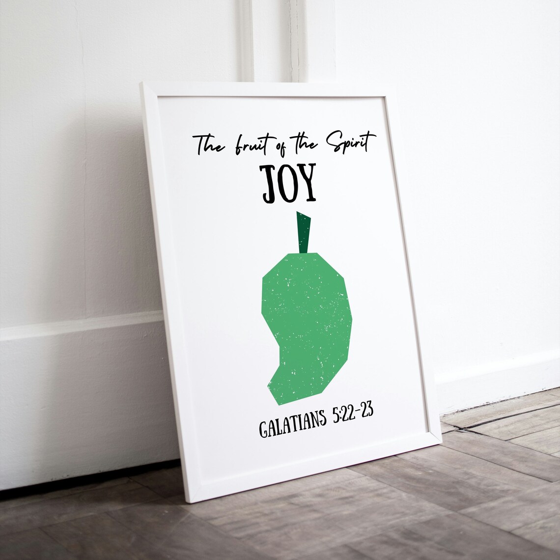 Fruit of the Spirit Joy Green Mango Bible Verse Wall Decor Poster