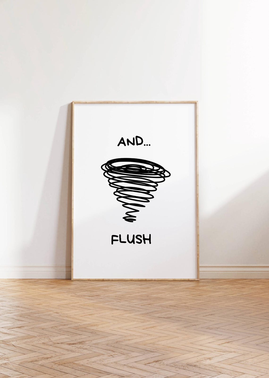 And Flush Funny Tornado Scribble Bathroom Guest Humor Poster