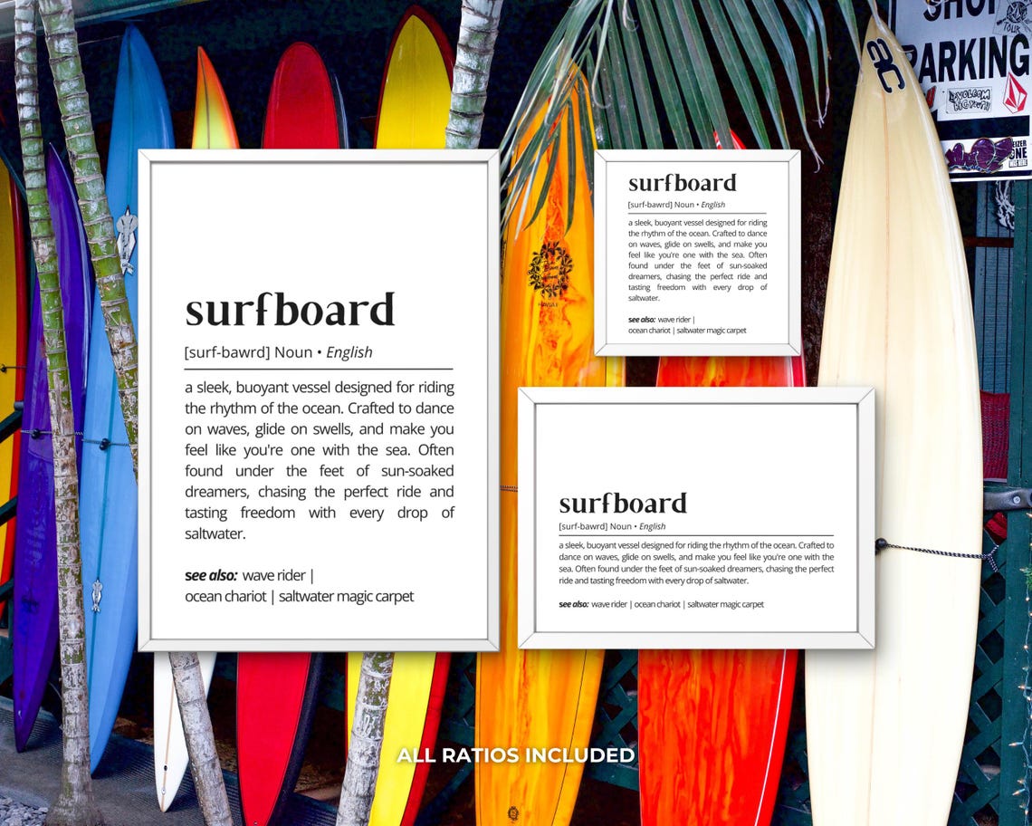 Surfboard Definition Ocean Wave Riding Beach Dictionary Wall Art - Image 3