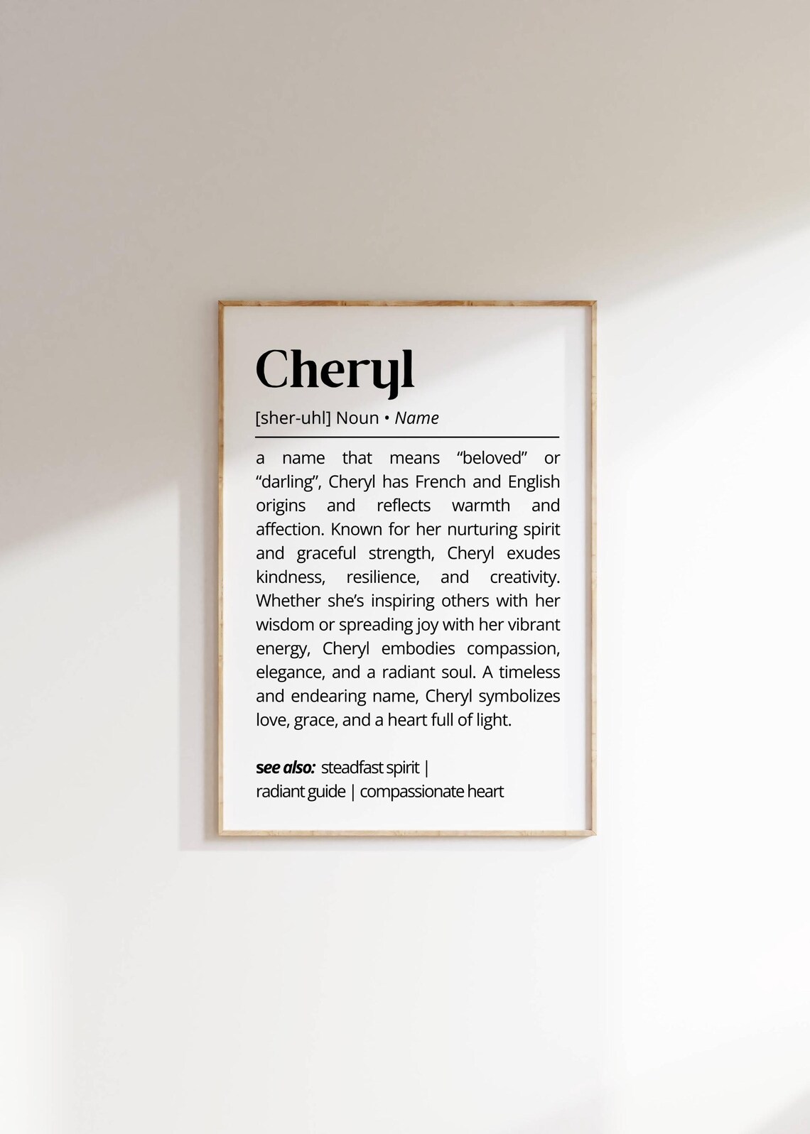 Cheryl Name Definition Personalized Nursery Art Print