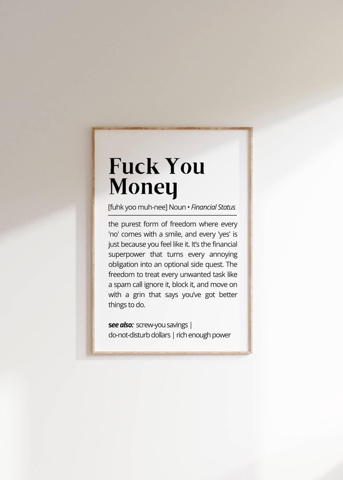 Fuck You Money Definition Poster Funny Financial Freedom Humor Gift Art - Image 2