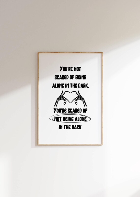 Not Alone In The Dark Skeleton Heart Hands Gothic Humor Poster