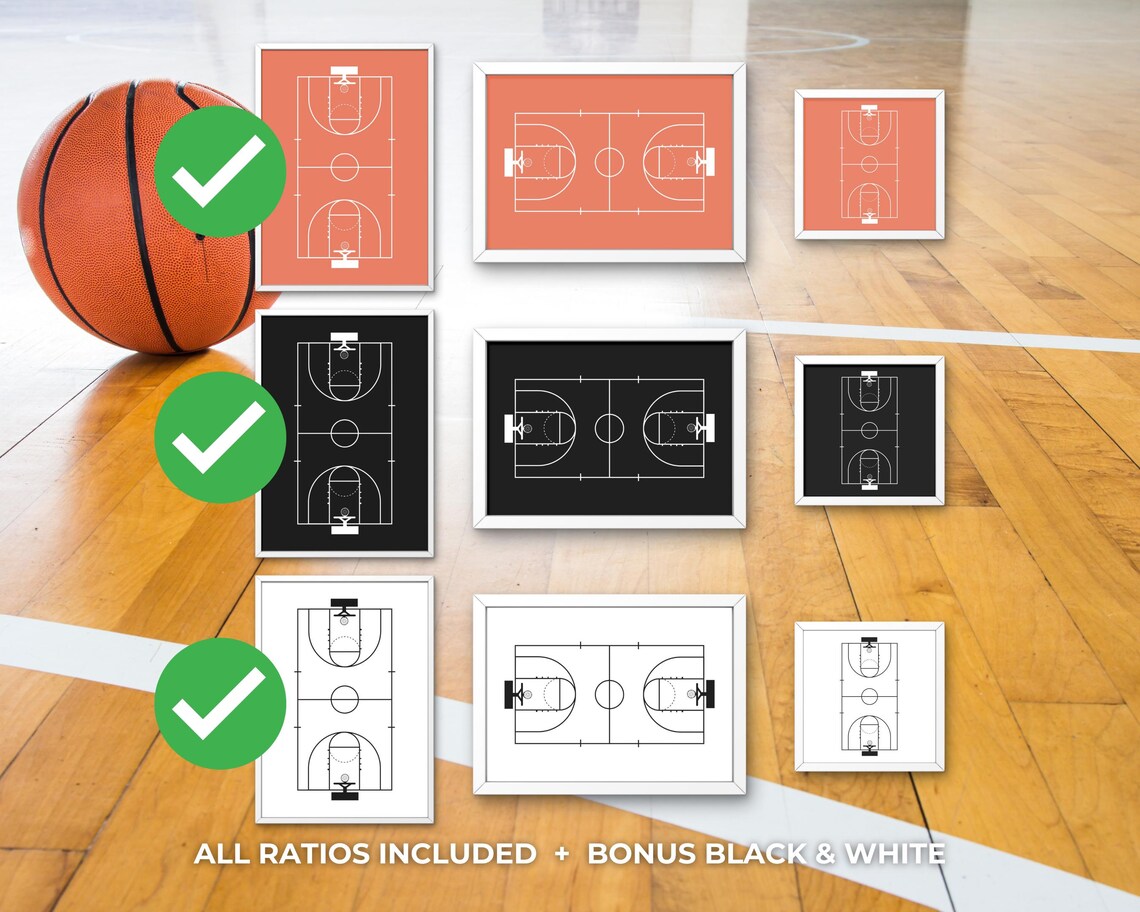 Basketball Court Modern Sports Poster Print - Image 3