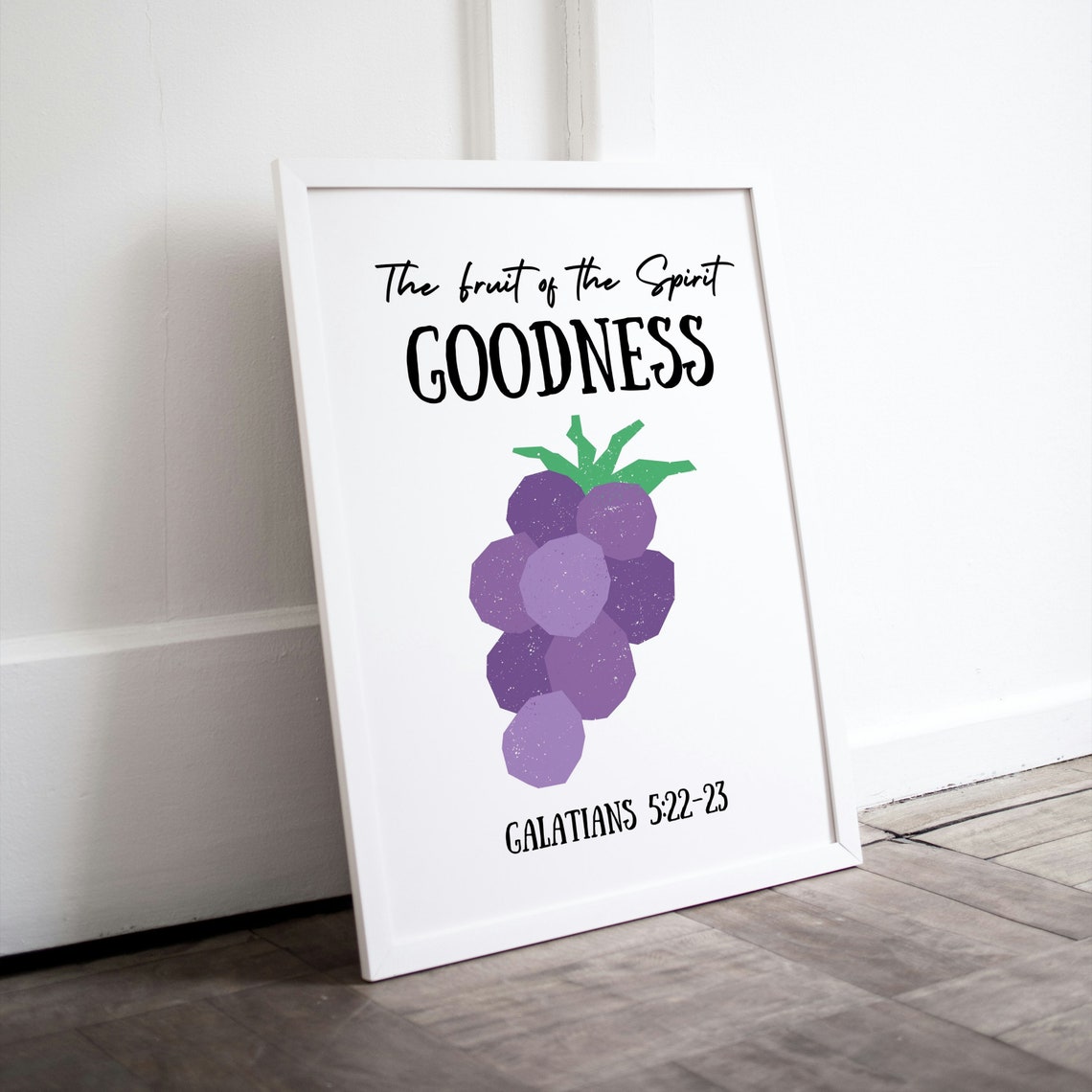 Fruit of the Spirit Goodness Purple Grapes Bible Verse Decor Poster