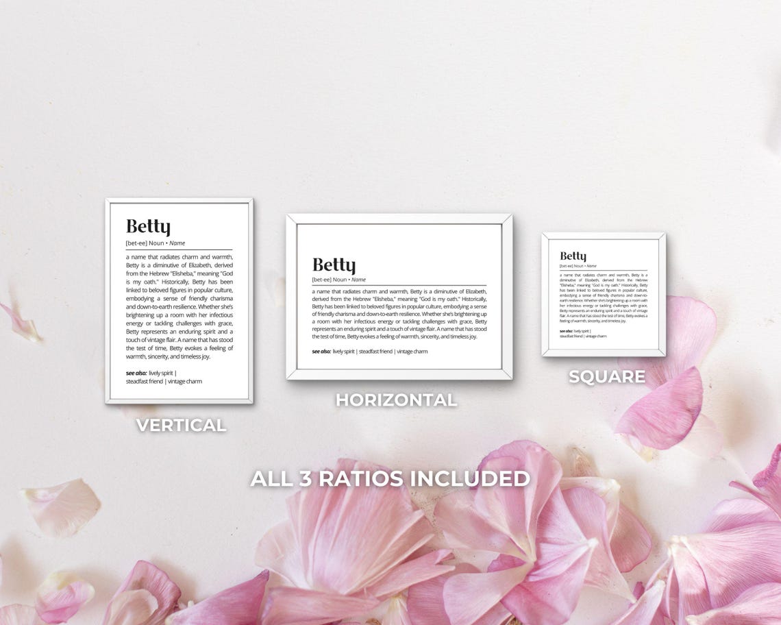 Betty Name Definition Print Personalized Meaning Charm Gift Art - Image 3