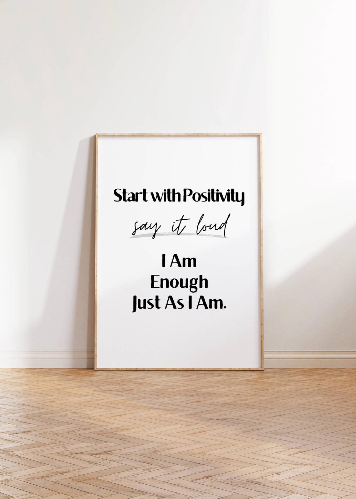 I Am Enough Just As I Am Positivity Daily Affirmation Quote Poster - Image 3