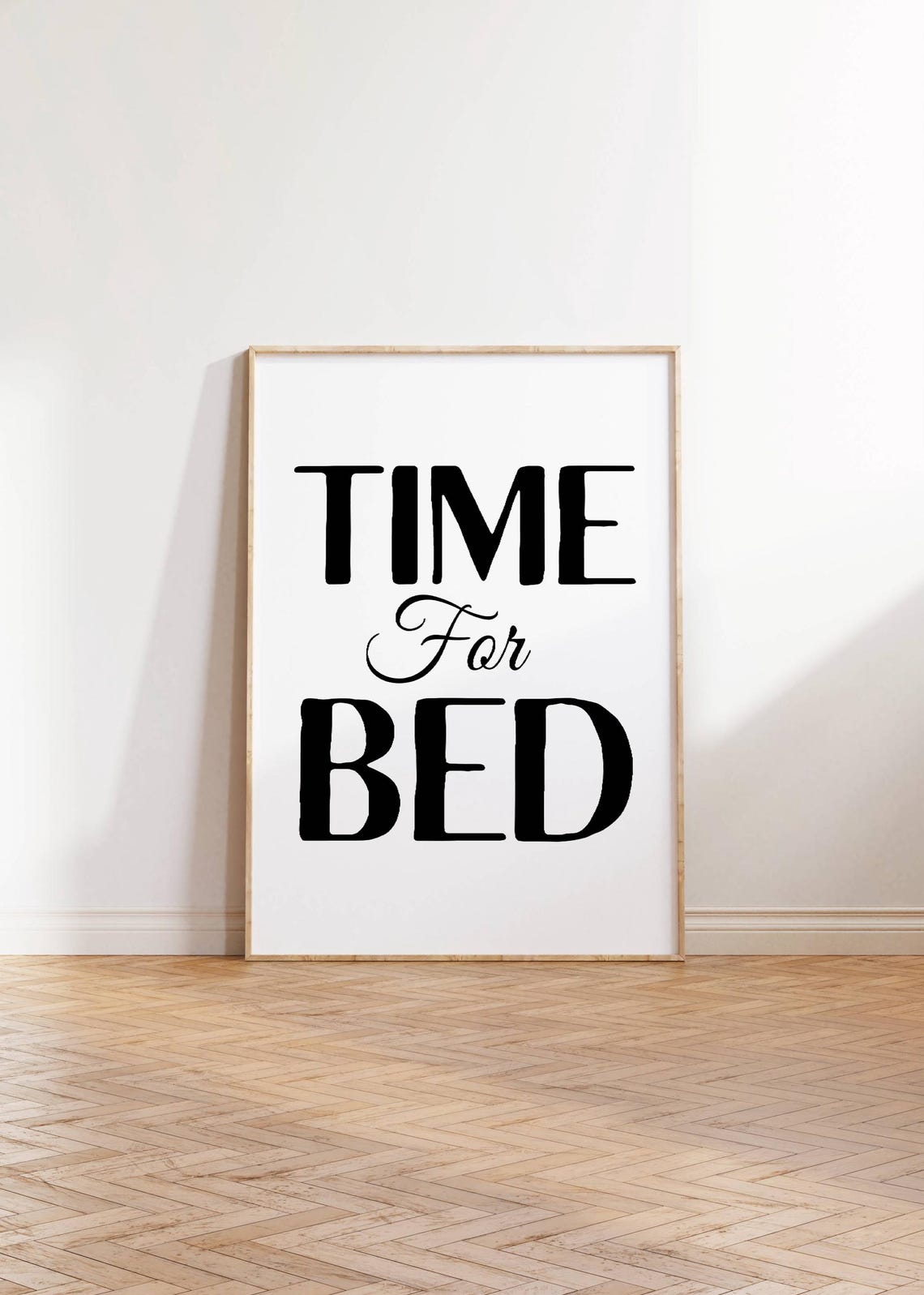 Time For Bed Minimalist Black And White Bedroom Sleep Wall Poster - Image 2