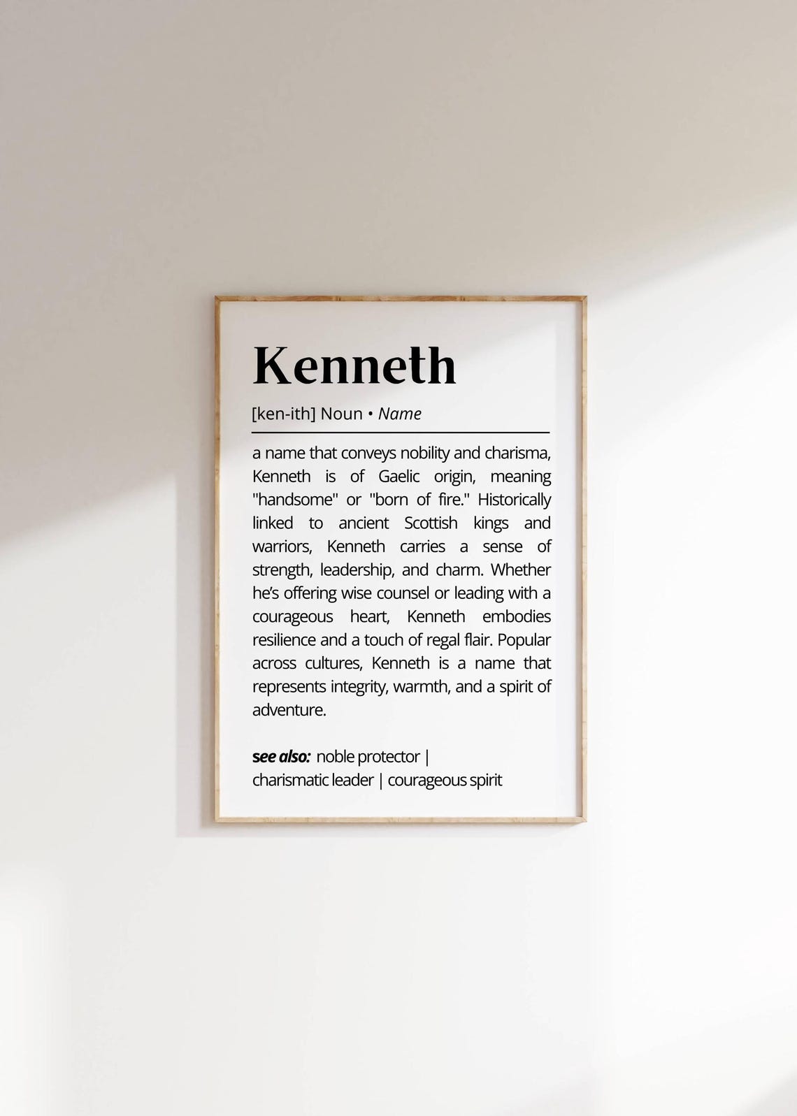 Kenneth Name Definition Print Personalized Meaning Noble Gift Art - Image 2
