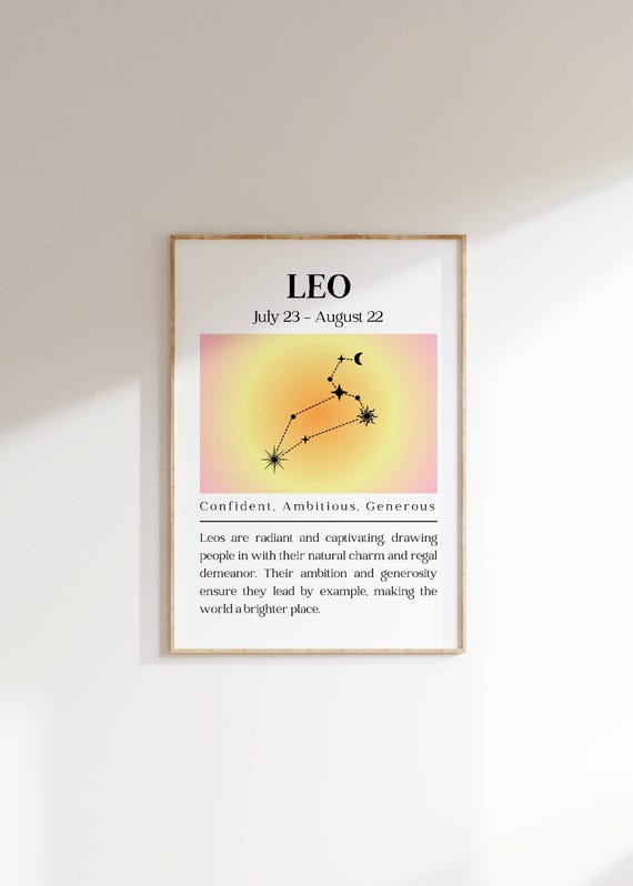 Leo Zodiac Constellation Wall Art Astrology Leo Sign Art Horoscope Leo Modern Home Decor Stars And Celestial Sign Poster Gift Idea
