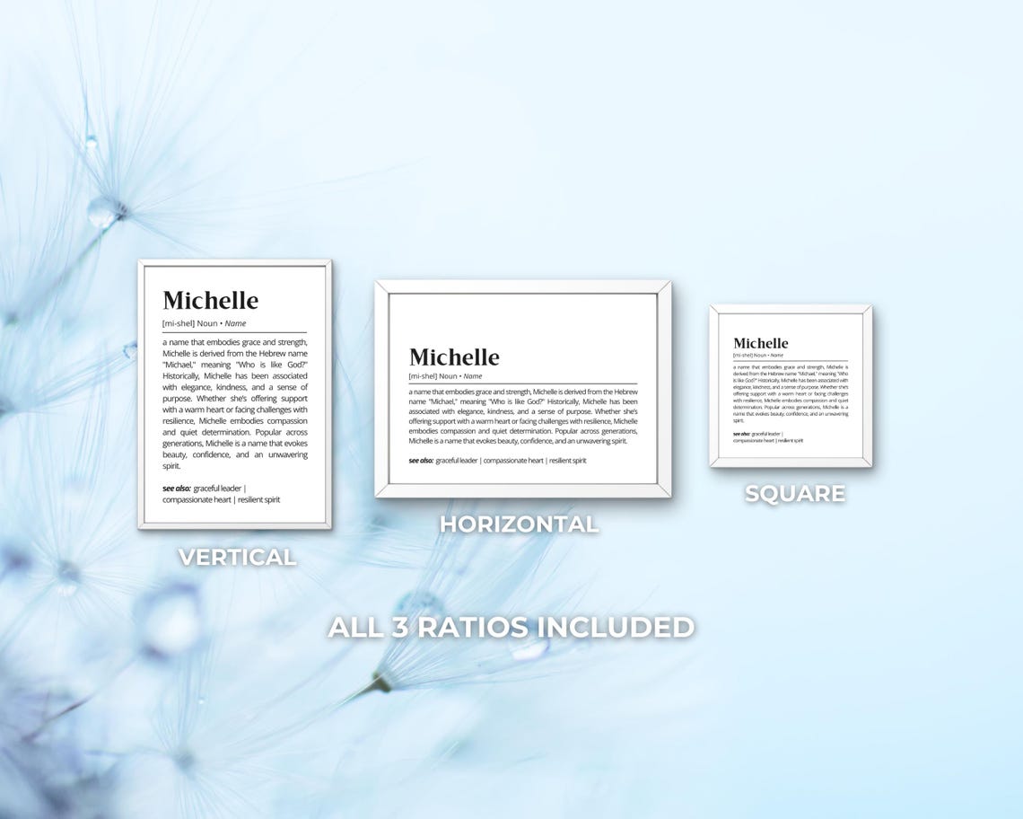 Michelle Name Definition Print Personalized Meaning Grace Gift Art - Image 3